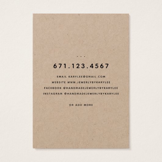 Carte de Présentation de Collier avec Feuille de L (Dos)