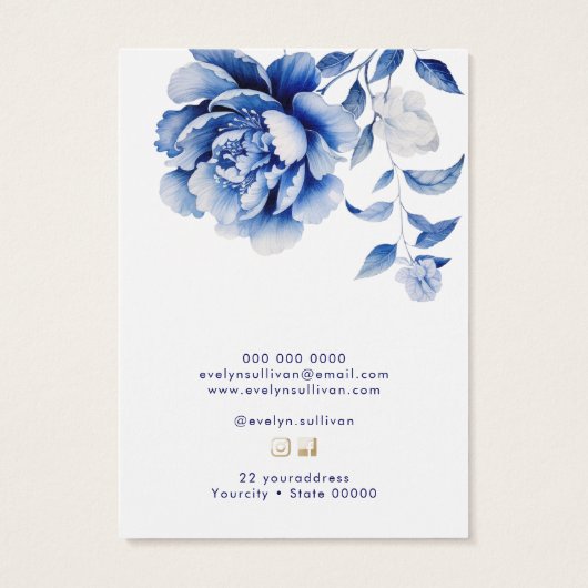 carte de présentation de collier de fleurs bleues (Dos)