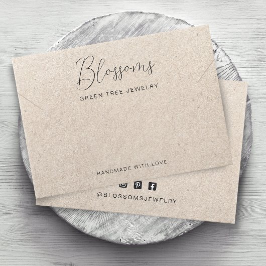 Carte de présentation de collier et de bracelet en