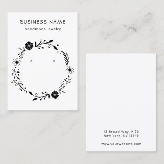 Carte de présentation de couronne florale rustique (Devant / Derrière)