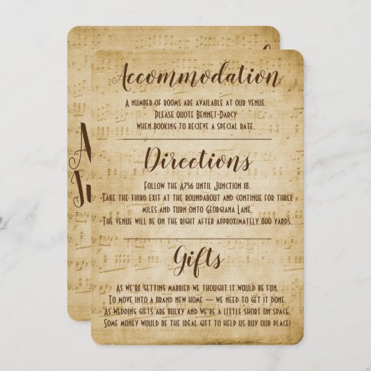 Carte de Présentation de Musique Vintage (Devant / Derrière)