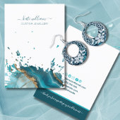 Carte de présentation d'earring en agate sarcelle