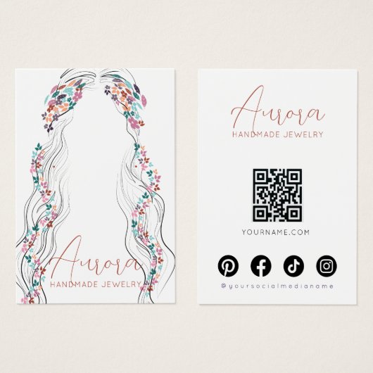Carte de présentation d'earrings floraux pastel bo (Devant & derrière)