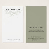 Carte de présentation pour boucles d'oreilles en b (Devant & derrière)