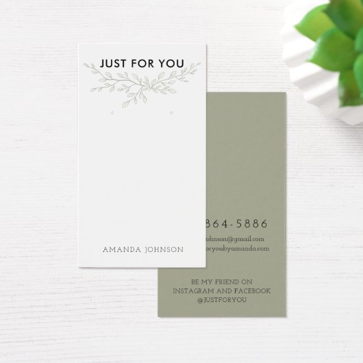 Carte de présentation pour boucles d'oreilles en b (Bureau)