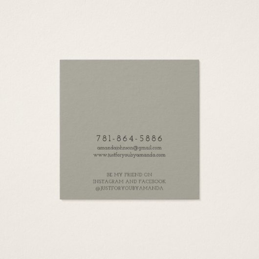 Carte de présentation pour boucles d'oreilles mode (Dos)