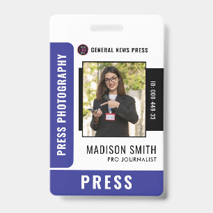 Carte de presse du journaliste Badge d'identité p