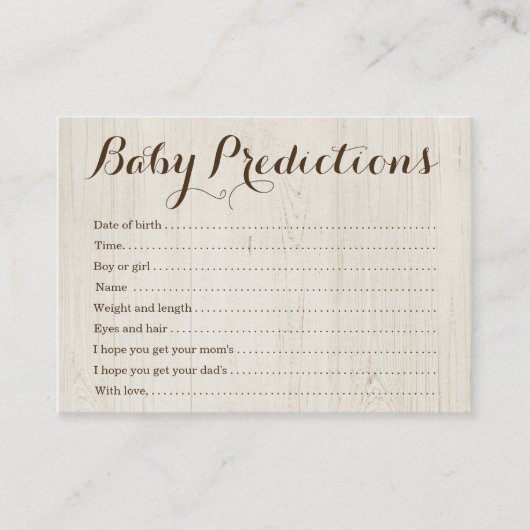 Carte de prévision de bébé pour le baby shower - (Devant)