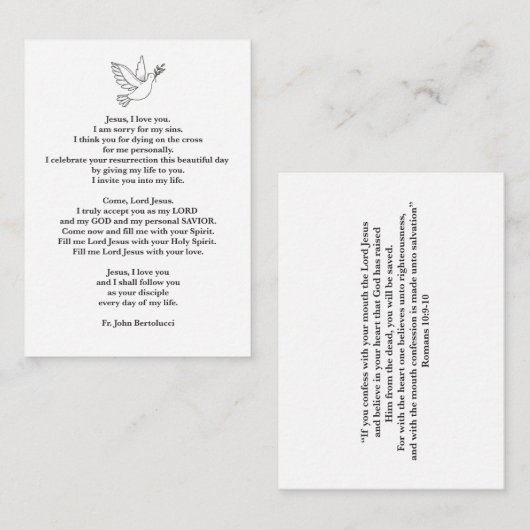 Carte de prière (Devant / Derrière)