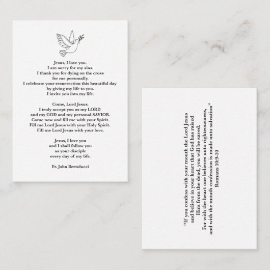 Carte de prière (Devant / Derrière)