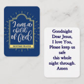 Carte de prière au coucher de l'enfant (Devant / Derrière)