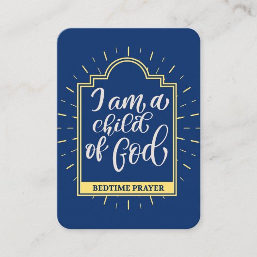 Carte de prière au coucher de l'enfant (Devant)