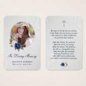 Carte de prière aux funérailles du mémorial rose b (Devant & derrière)