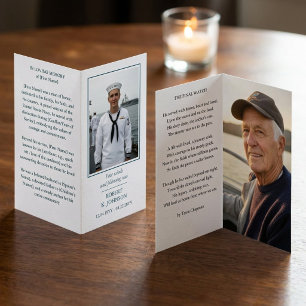 Carte de prière avec photo et poème en mémoire d'u