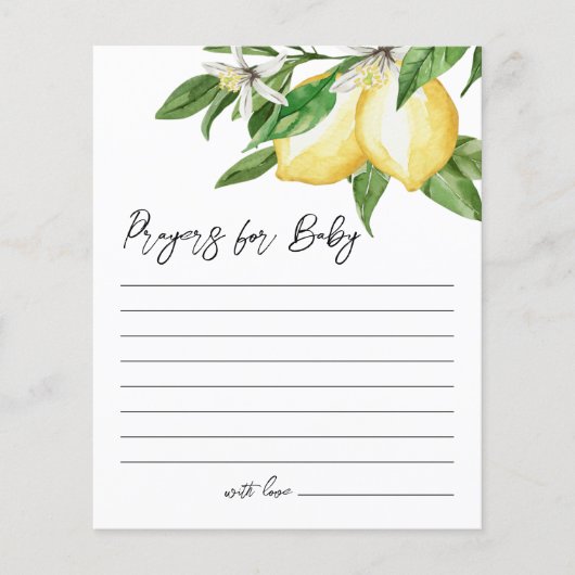 Carte de prière Baby shower citron vert (Devant)