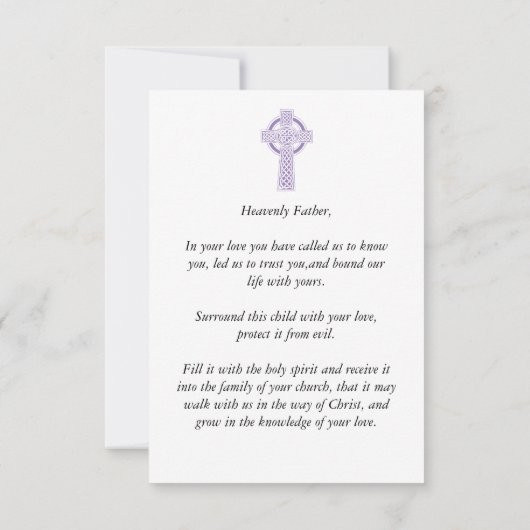 Carte de prière baptême (Dos)