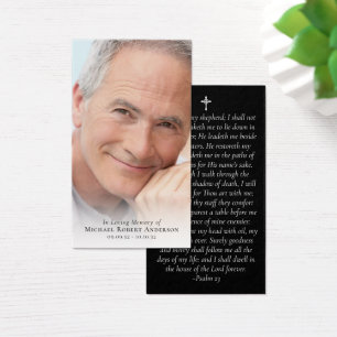 Carte de prière Black Full Photo Memorial