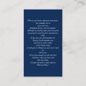 Carte de prière bleue mémorial aux funérailles sim (Dos)