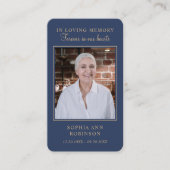 Carte de prière bleue simple pour les funérailles (Devant)