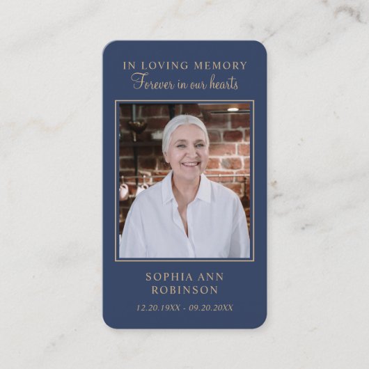 Carte de prière bleue simple pour les funérailles (Devant)