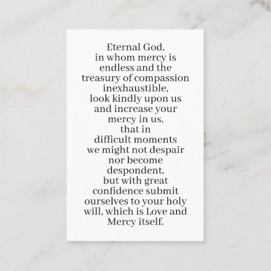 Carte de prière cardiaque (Dos)