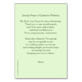 Carte de prière Catherine McAuley, fondatrice de M (Dos)
