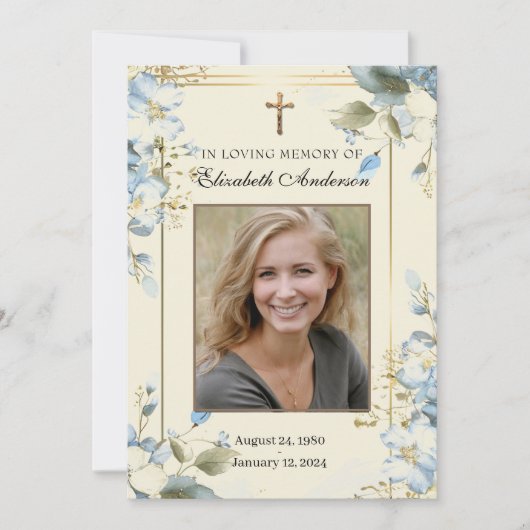 Carte de prière catholique commémorative funéraire (Devant)