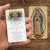 Carte de prière catholique funéraire Guadalupe