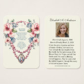 Carte de prière catholique Mary Floral Funeral (Devant & derrière)