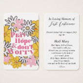 Carte de prière catholique moderne en mémoire (Devant & derrière)