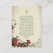 Carte de prière catholique Notre-Dame de Guadalupe (Dos)