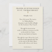 Carte de prière catholique Saint Thomas Becket (Dos)