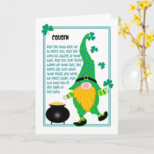 Carte de prière celtique Leprechaun de St Patrick  (Fleur jaune)