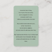 Carte de prière Coeur Immaculé de Marie (Dos)