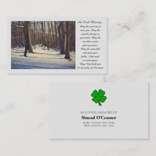 Carte de prière commémorative (Devant / Derrière)