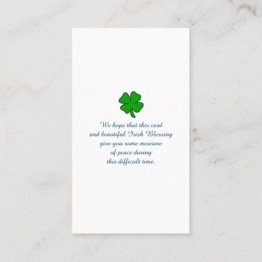 Carte de prière commémorative (Dos)