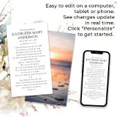 Carte de prière commémorative au coucher du soleil