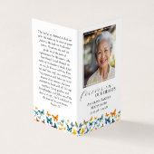 Carte de prière commémorative aux petits papillons (Extérieur)