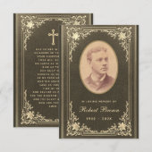 Carte de prière commémorative Big Black Gold Photo (Devant / Derrière)