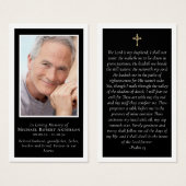 Carte de prière commémorative Black Gold Cross (Devant & derrière)