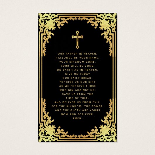 Carte de prière commémorative Black Golden Script (Dos)