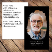 Carte de prière commémorative Black Photo Cross