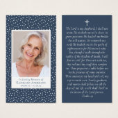 Carte de prière commémorative Blue Polka Dot (Devant & derrière)