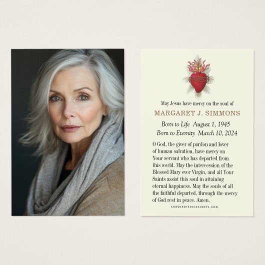 Carte de prière commémorative catholique (Devant & derrière)