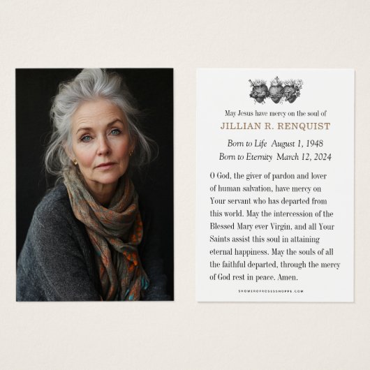 Carte de prière commémorative catholique (Devant & derrière)