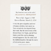 Carte de prière commémorative catholique (Dos)