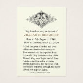 Carte de prière commémorative catholique (Dos)