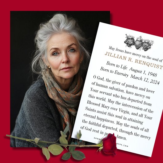 Carte de prière commémorative catholique