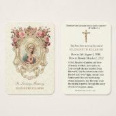 Carte de prière commémorative catholique (Devant & derrière)