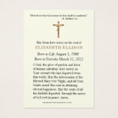 Carte de prière commémorative catholique (Dos)